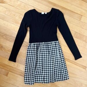 Gap Black Knit and Gingham Dress - Size L